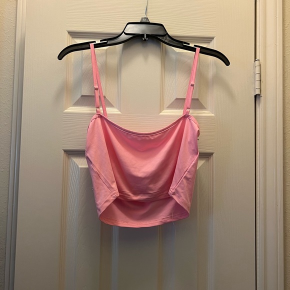 NWOT Pink rhinestone fringe crop top - Picture 3 of 4